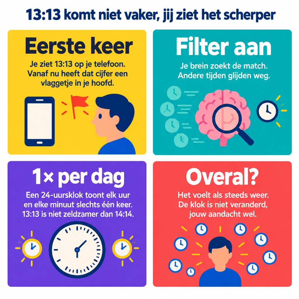 13:13 komt niet vaker, jij ziet het scherper